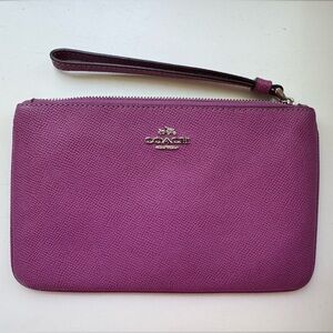 Coach Purple Leather Wristlet Clutch